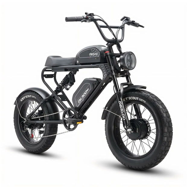 MEELOD DK300 MAX 20" Retro Moped Style Electric Bike 750W(1200W Peak) Dual Motors 48V 20Ah Dual Batteries