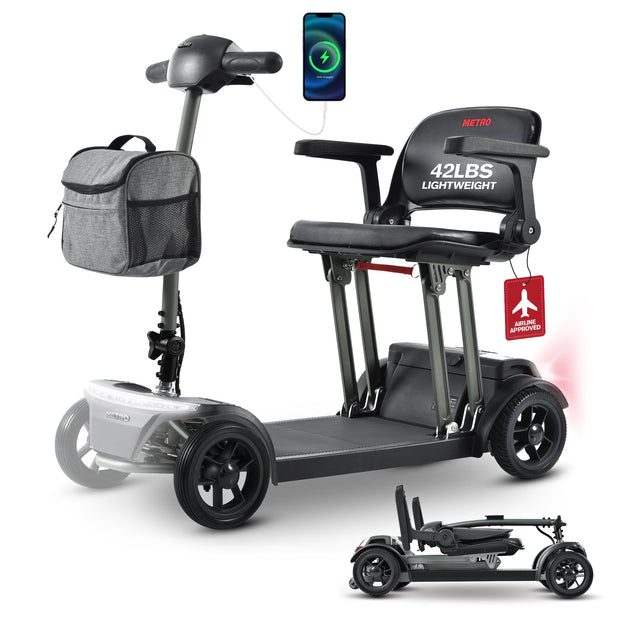 METRO MOBILITY AIR TRAVELLER 8" 4 Wheel Mobility Scooter 180W Motor 24V 12Ah Battery